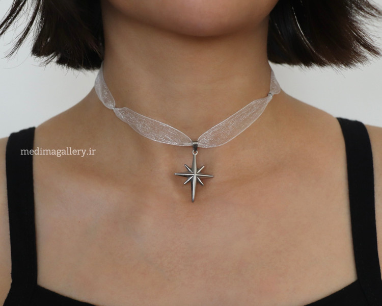 چوکر ارگانزا سفید اسپارکل | گردنبند Fairycore پینترستی | کالکشن Celestial